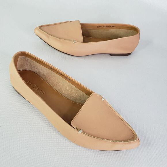 J. Crew Shoes - J. Crew Leather Edie Loafers Pointed Tow Beige Women's Size 7